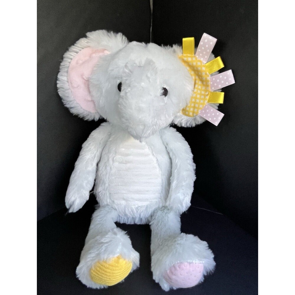 Make Believe Ideas Gray Elephant Plush 12" Stuffed Animal Rattle Crinkle Ear
